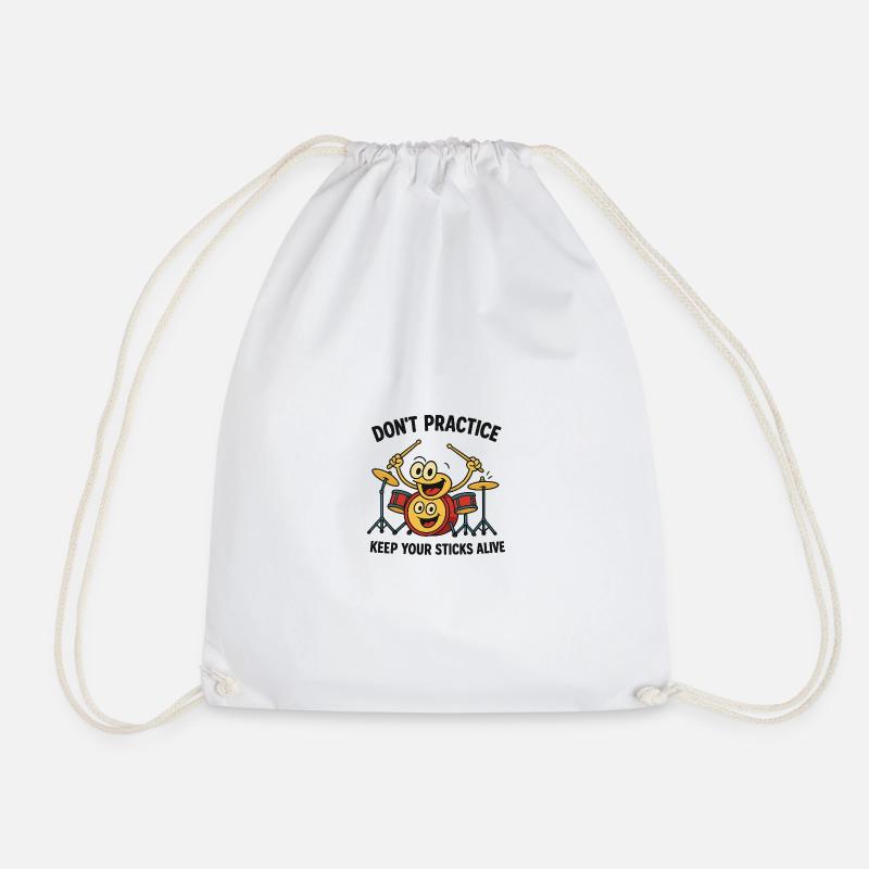 Motivational Music Drummer Design - Drawstring Bag - white