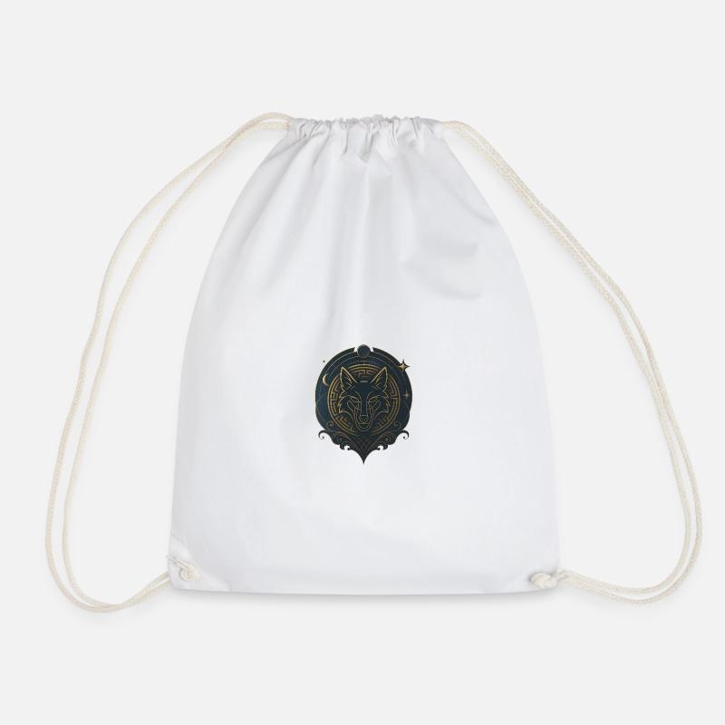 Avi Collection - Royal Wolf Emblem - Drawstring Bag - white