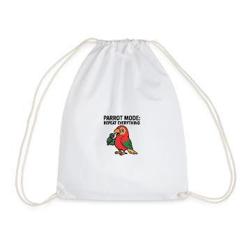 Vibrant Parrot With Microphone Illustration - Drawstring Bag - white - Front