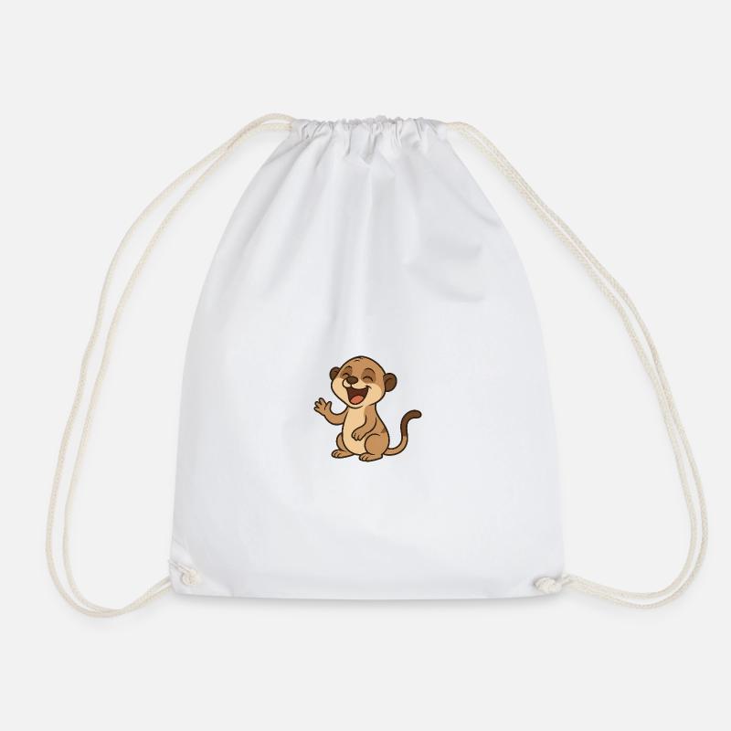 lachendes_Erdmaennchen - Drawstring Bag - white