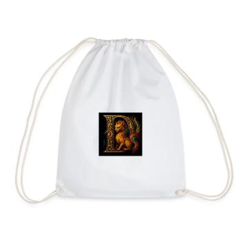 D - Magical ornament with cat-like creature - Drawstring Bag - white - Front