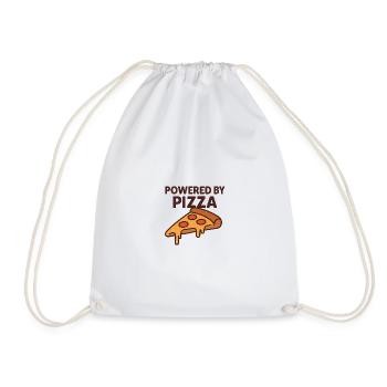 Powered by Pizza Motivational Design - Drawstring Bag - white - Front