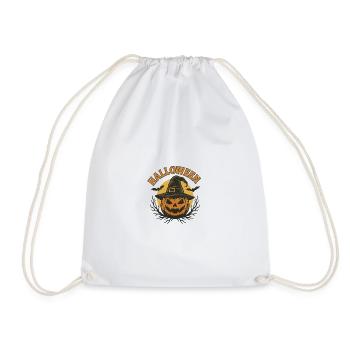 Halloween Kürbiskopf mit Hexenhut Design - Turnbeutel - Weiß - Vorne