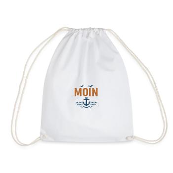 Maritime Moin Design with Anchor and Birds - Drawstring Bag - white - Front