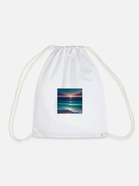Atlantic Sunset over the Tranquil Sea - Drawstring Bag - white