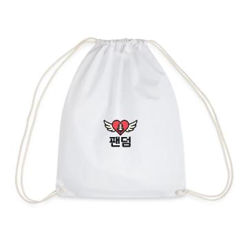 K-Pop Heart with Wing and Microphone Design - Drawstring Bag - white - Front