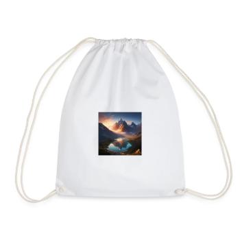 Montagnes enneigées au coucher de soleil - Sac de sport léger - blanc - Devant