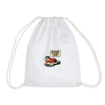 Funny Retro Gym Comic – Plank Struggle - Drawstring Bag - white - Front