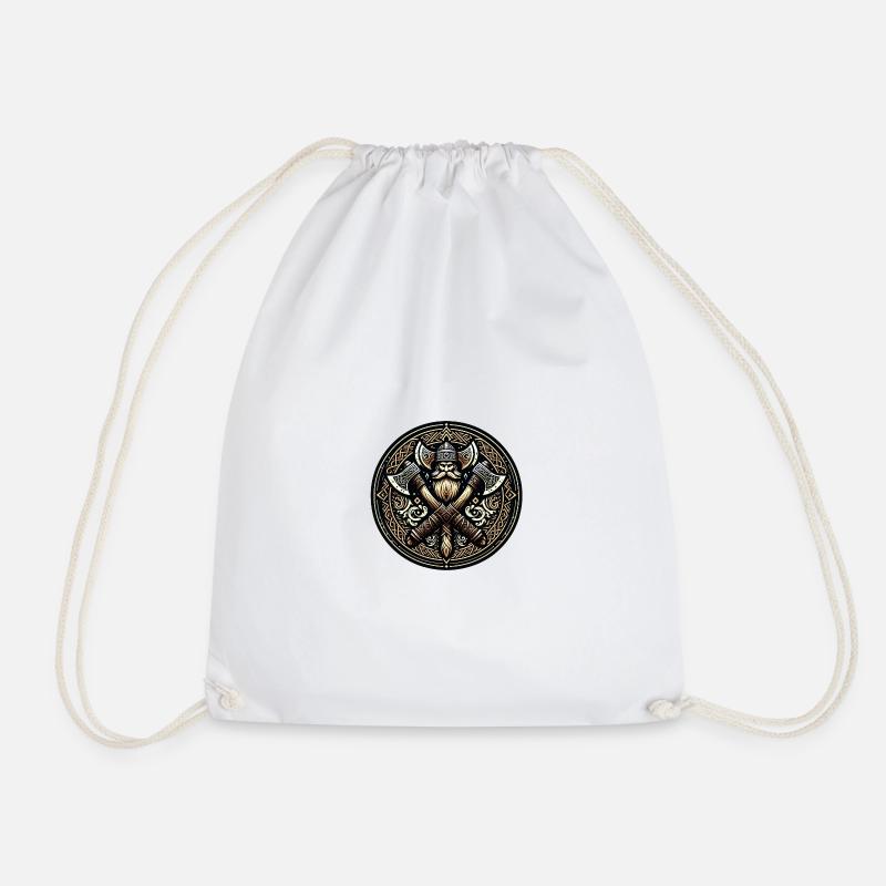 Viking warrior with axes - Drawstring Bag - white