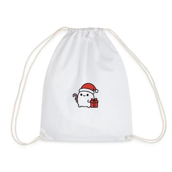 Christmas Cookie with Santa Hat - Drawstring Bag - white - Front