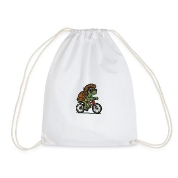 Bike Turtle - Drawstring Bag - white - Front