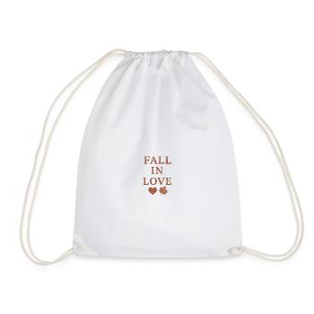 Autumn Love Lettering with Maple Leaf - Drawstring Bag - white - Front