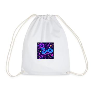 Glowing Neon Snake with Fruit Motifs - Drawstring Bag - white - Front
