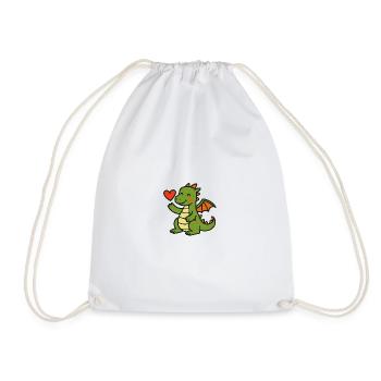 Dino_mit_Herz - Drawstring Bag - white - Front