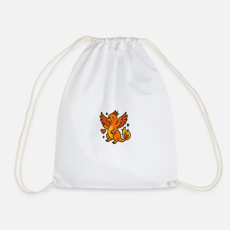 Dino_mit_Herz_im_Herbst - Turnbeutel - Weiß