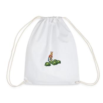 Rabbit Planter Takes Care of Cabbages - Drawstring Bag - white - Front