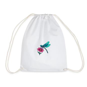 Dragonfly on the flower - Drawstring Bag - white - Front