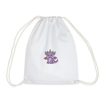 Cute dragon charm in pastel colors - Drawstring Bag - white - Front