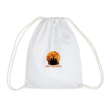 Witch Cult Halloween Motif Print - Drawstring Bag - white - Front
