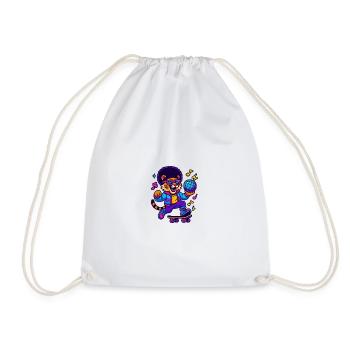 Lion DJ in retro design - Drawstring Bag - white - Front