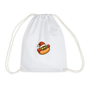 Festive hot dog with Santa hat - Drawstring Bag - white - Front