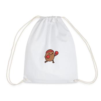 Fighting potato with boxing gloves - Drawstring Bag - white - Front