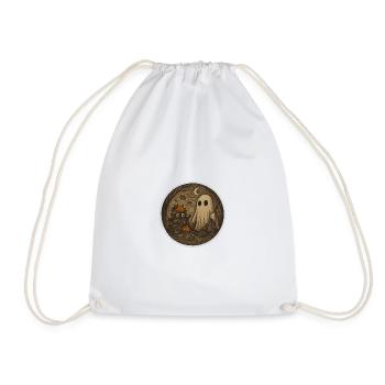 Ghostly Forest Night Illustration - Drawstring Bag - white - Front