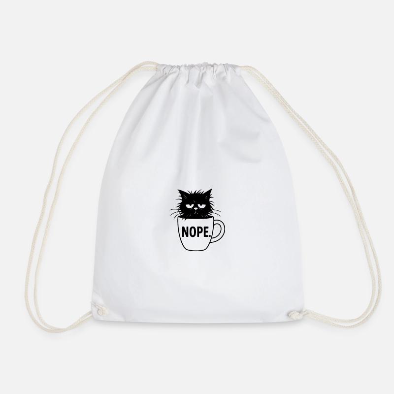 Nope Katze Kaffee Sarkasmus - Turnbeutel - Weiß