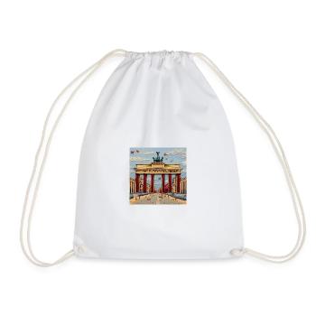 City Berlin Brandenburg Gate View Embroidery - Drawstring Bag - white - Front