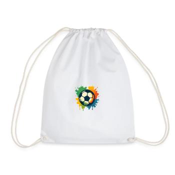 Colorful soccer splatter design - Drawstring Bag - white - Front