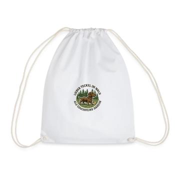 Better dachshund in the forest than couch dog at home! - Drawstring Bag - white - Front