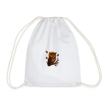 Autumn night owl by the moonlight - Drawstring Bag - white - Front