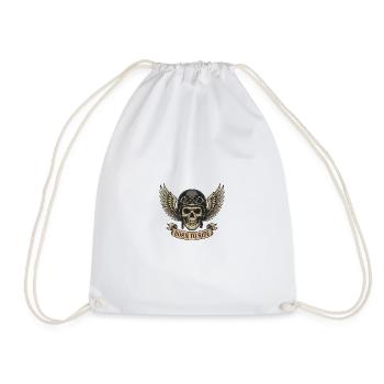 Born to Ride Skull with Wings - Drawstring Bag - white - Front