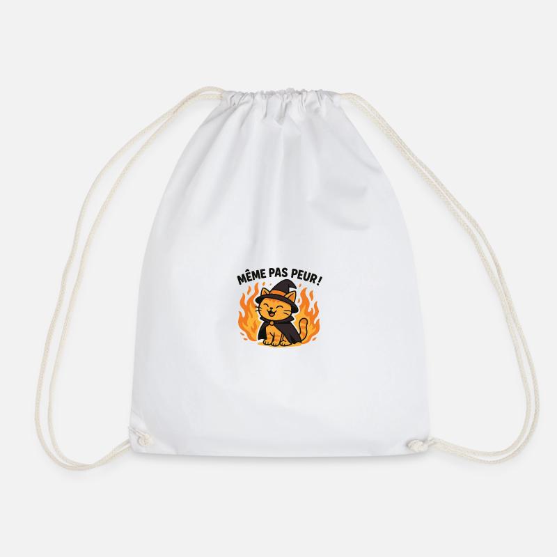 Witch Cat Flame Halloween - Drawstring Bag - white