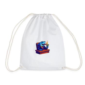 Office shark with money, flame and cigar - Drawstring Bag - white - Front