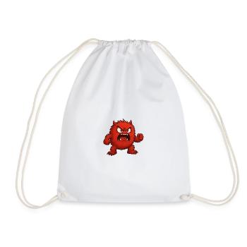 Rotes Wutmonster Cartoon - Turnbeutel - Weiß - Vorne
