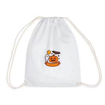 Pumpkin Face Halloween Banner - Drawstring Bag - white - Front
