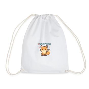 Kawaii Vixen Illustration - Drawstring Bag - white - Front
