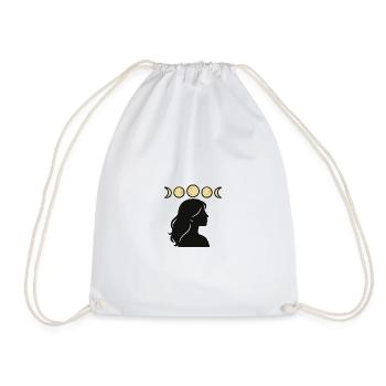 Silhouette with moon phases - Drawstring Bag - white - Front