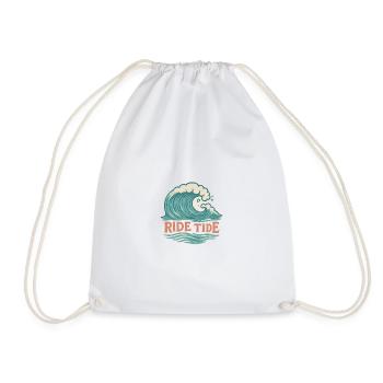 Ride Tide – Surf Wave Design - Drawstring Bag - white - Front