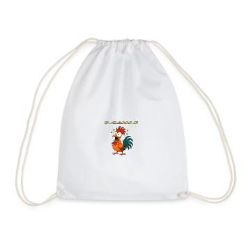 F CAW F – Funny Rooster Chicken Meme Sound - Drawstring Bag - white - Front