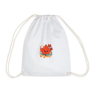 Cuddly Autumn Leaf Smile - Drawstring Bag - white - Front