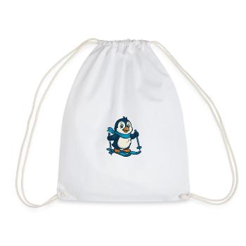 Pinguin auf Skiern mit Schal - Turnbeutel - Weiß - Vorne