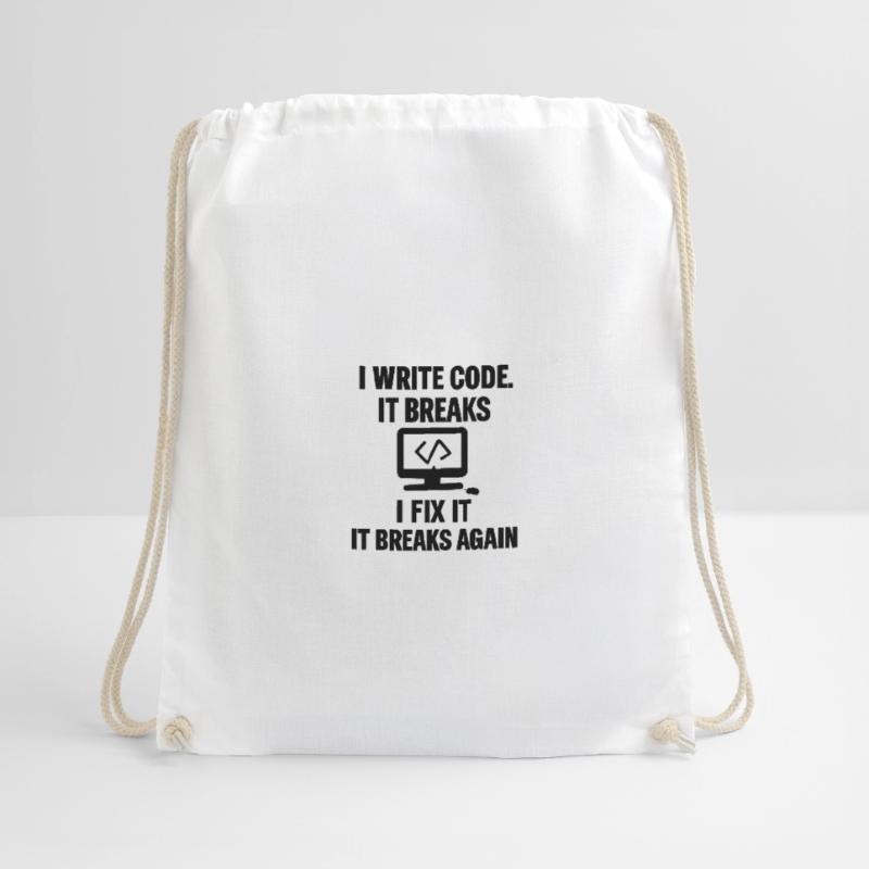 I Write Code – Funny Programmer T-Shirt Drawstring Bag