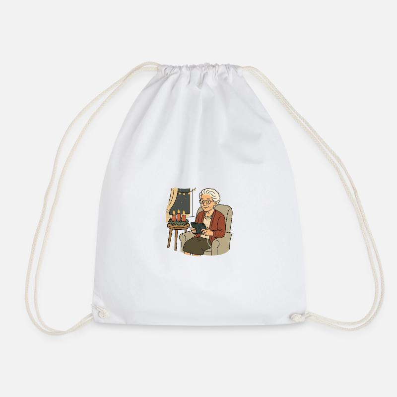 Grandma Karin - Drawstring Bag - white