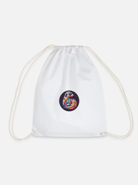 Geometric colorful meerkat - Drawstring Bag - white