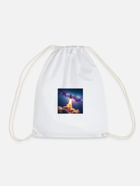 Rocket jump through nebula galaxy - Drawstring Bag - white