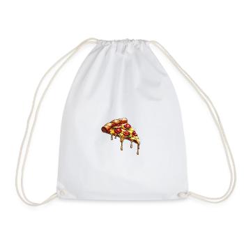 Shiny salami pizza with basil - Drawstring Bag - white - Front
