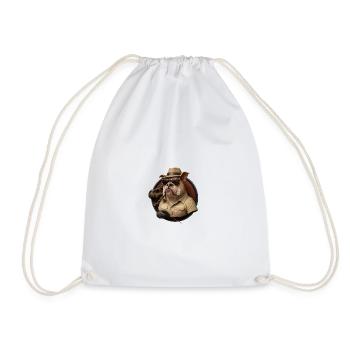 Bouledogue d’aventure en tenue safari - Sac de sport léger - blanc - Devant