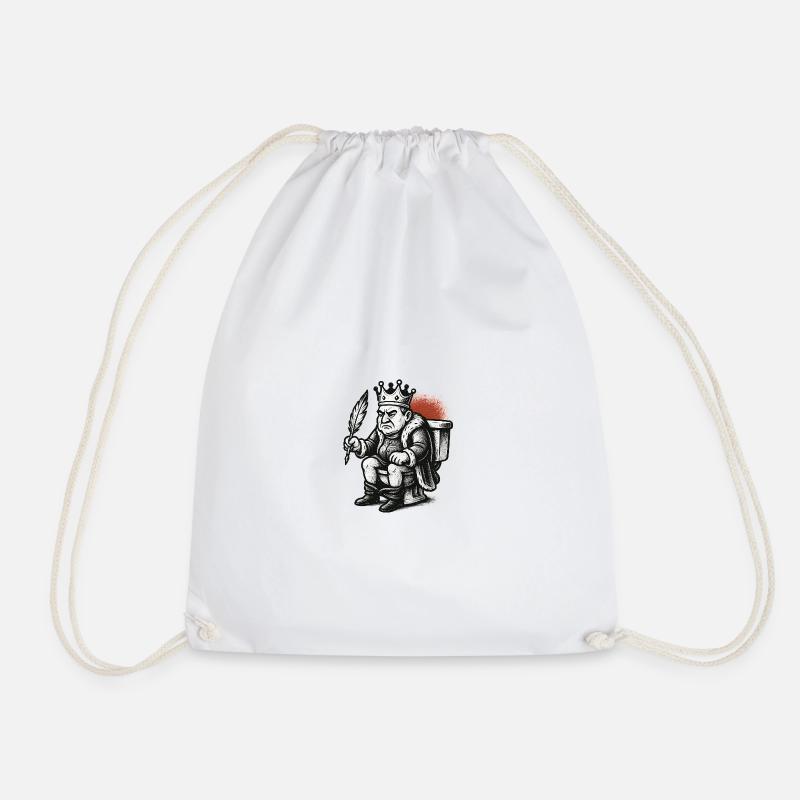 King on throne with a feather - Drawstring Bag - white